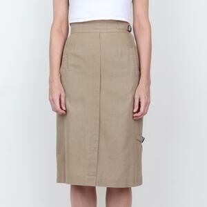 Vintage 1970s Linen/Cotton Midi Skirt S